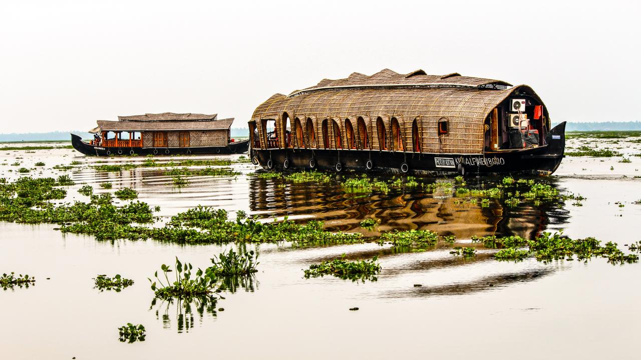 Wohnschiffe gibt es praktisch &uuml;berall, wo es Wasser gibt, hier in Kerala Indien...