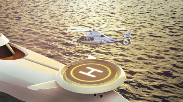 Hubschrauber-Landeplatz auf dem Bugbereich