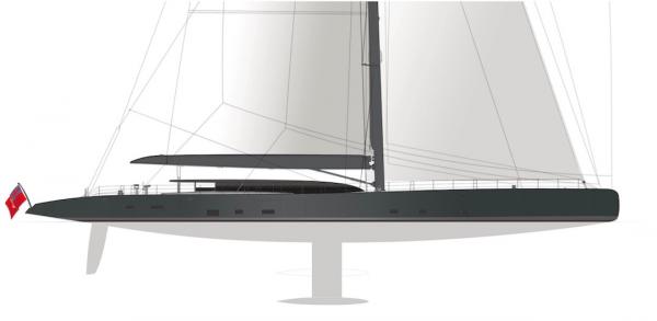 Seitenansicht der Yacht