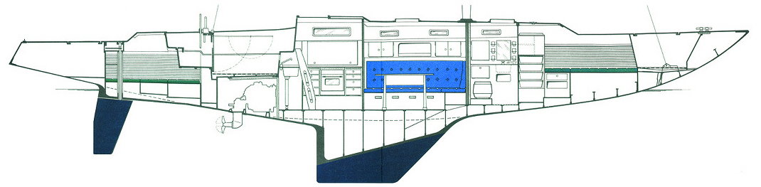 Seitenansicht meiner Swede 55. Besorgen Sie sich den Einrichtungsplan Ihres Bootes und ber&uuml;cksichtigen Sie die tats&auml;chliche anstelle der geplanten Wasserlinie