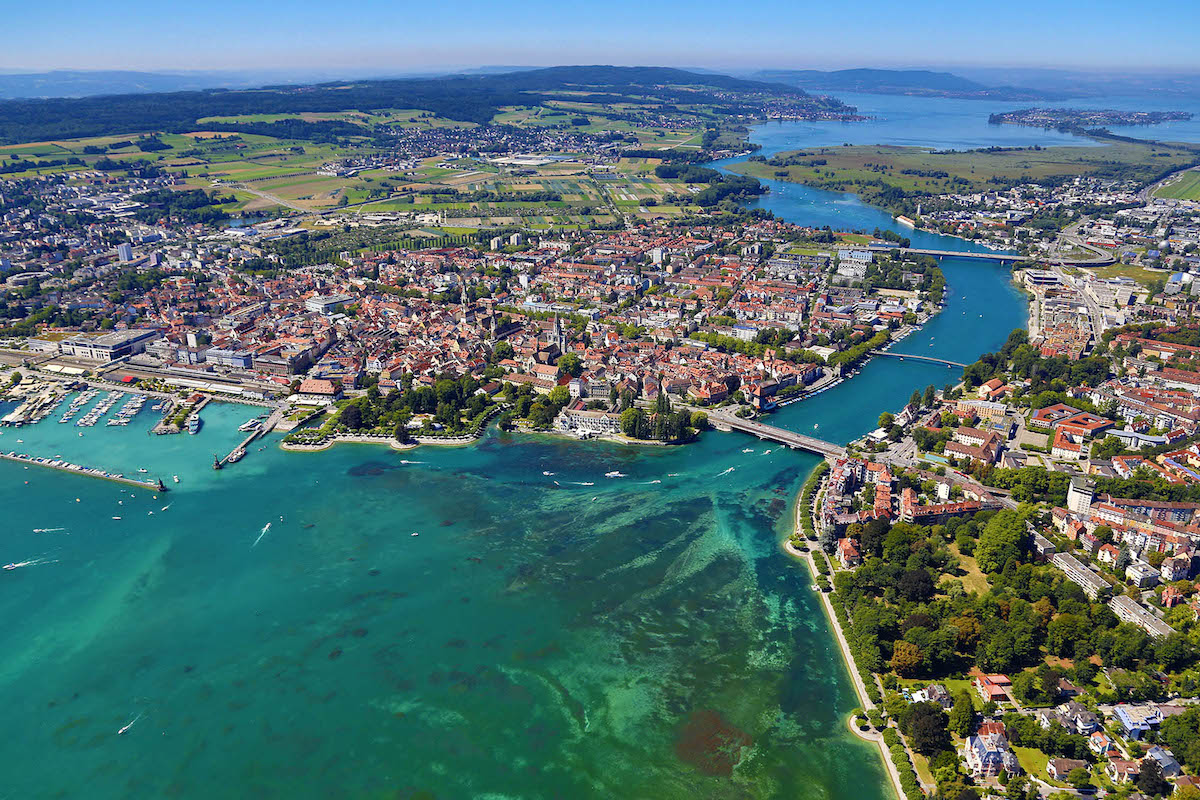 Der Konstanzer Trichter und die Br&uuml;cken &uuml;ber den 4 km langen Seerhein