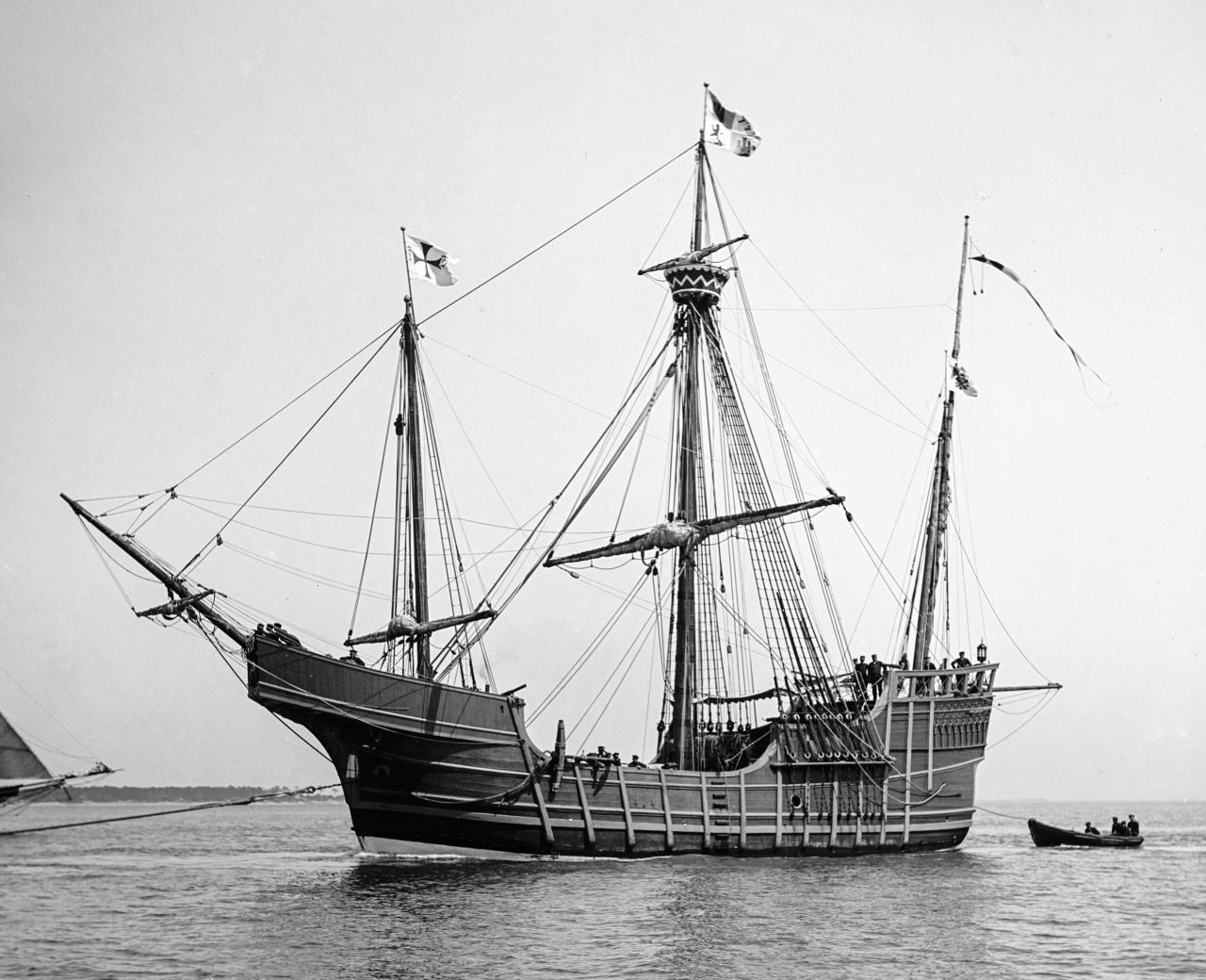 Die Karavelle oder Nao "Santa Maria" von Christoph Kolumbus als Nachbau (1906) &copy; wahrscheinlich Edward H. Hart /US Library of Congress via Wikipedia Commons