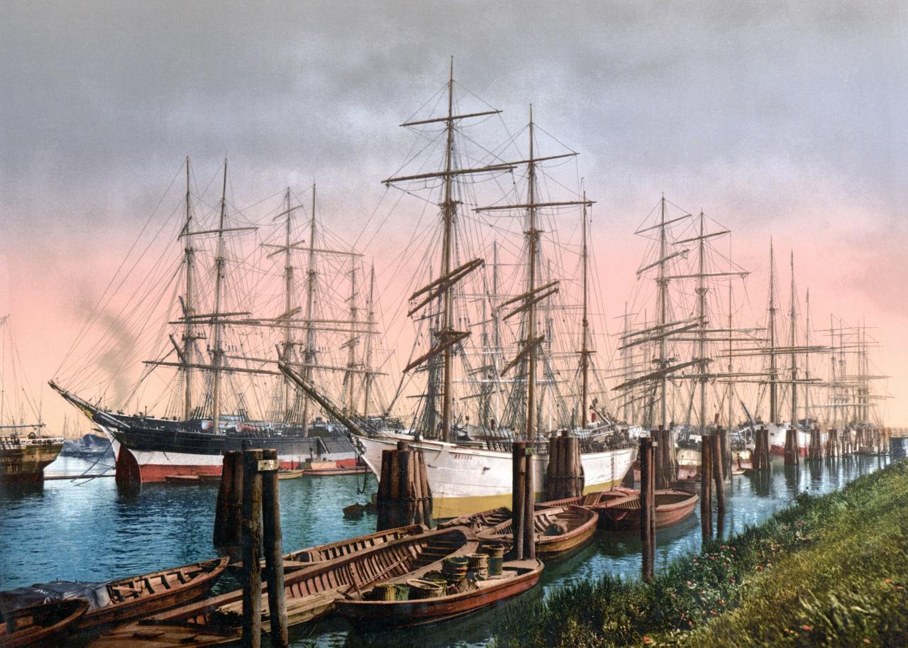 Windjammer im Hamburger Hafen um 1900 &copy;  United States Library of Congress's Prints and Photographs division