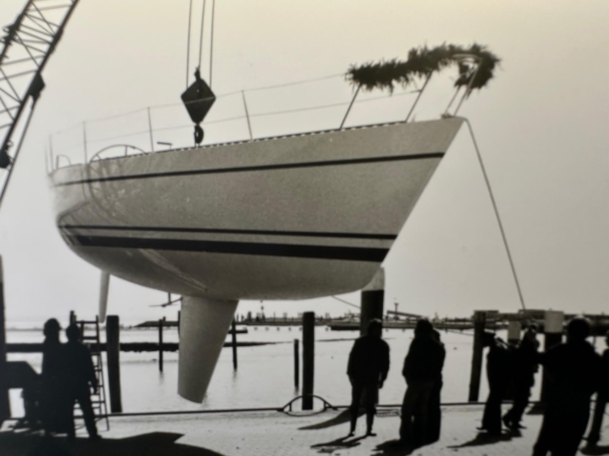 Einwassern der &bdquo;Jan Pott&ldquo; 1979 auf Norderney