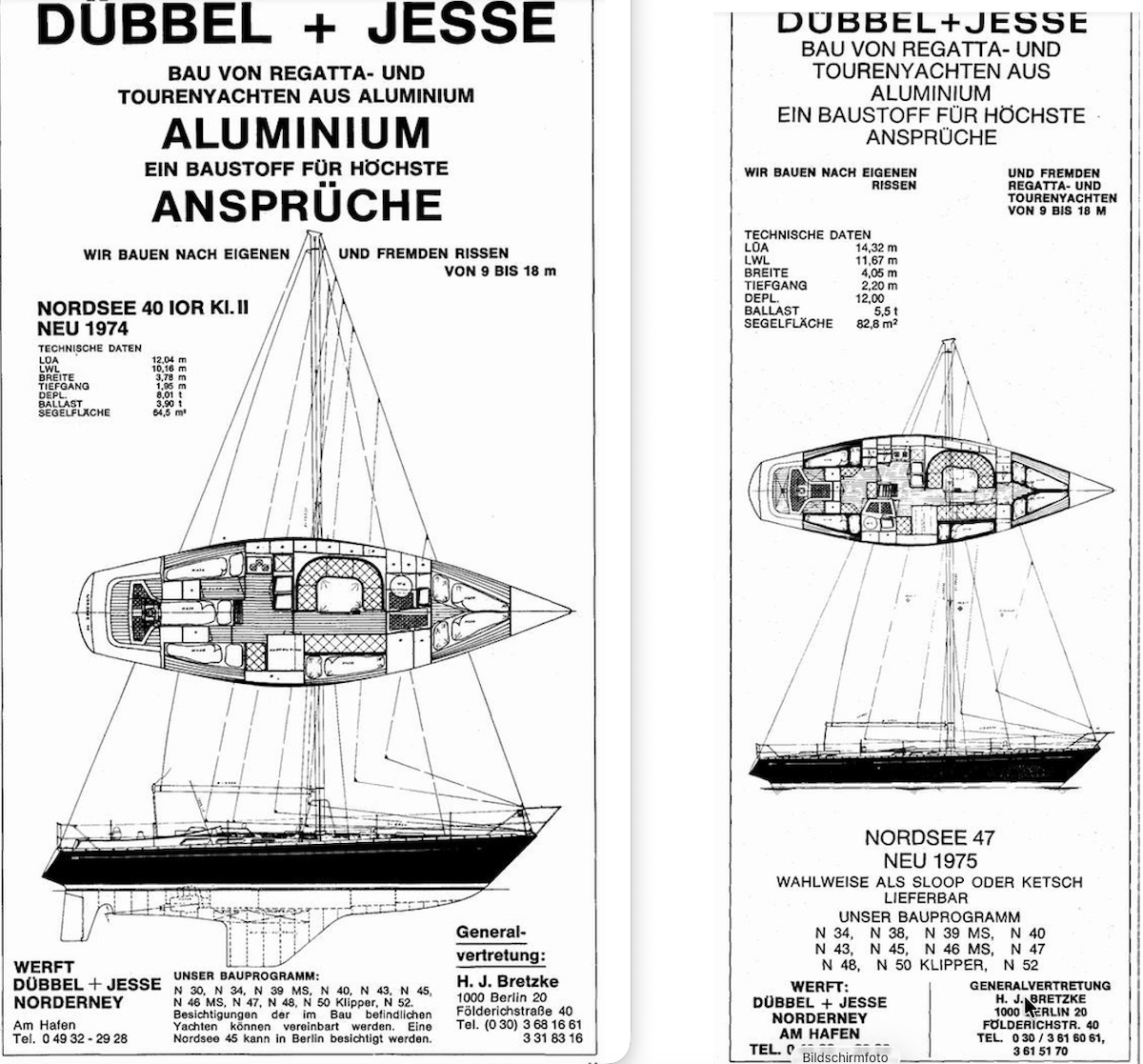 Inserate der Nordsee 40 und 47